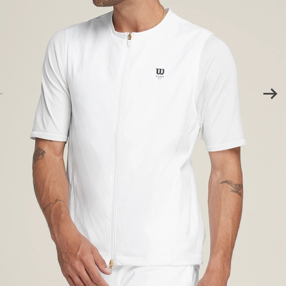Wilson White Aston Warm-Up Full Zip Tennis Golf Vest | Size Medium